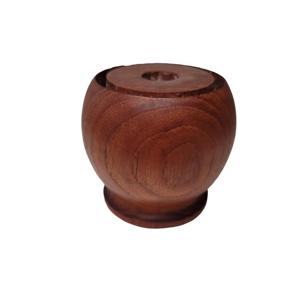 VINTAGE Round Teakwood Mid Century Candle Holder Thailand - Picture 1 of 5